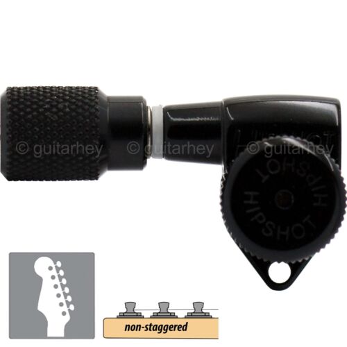 NEW Hipshot 6 inline Non-Staggered Locking LEFT-HANDED KNURLED Buttons - BLACK - Picture 1 of 9