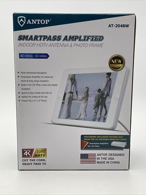 Indoor HDTV Antenna Antop Smartpass Amplified Digital Photo Frame 4G LTE Filter