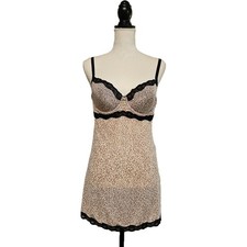 Vintage Y2K Rampage Cheetah Black Lace Trim Babydoll Mini Dress Lingerie Size 1X