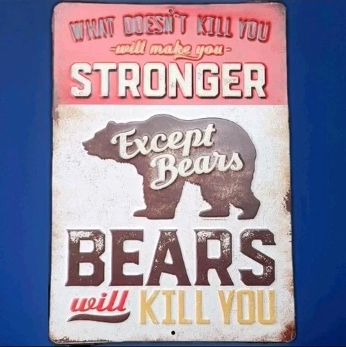 9" x 13" Rustic Bear Cabin Tin Sign Vintage Style Lodge Decor Home Wall Art