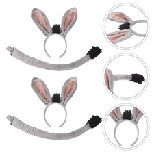 Donkey Ears Headband and Tail Costume Set Soft Lightweight Animal Accessories