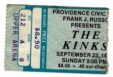 The Kinks & John Mellencamp 9/23/79 Providence RI Mega Rare Ticket Stub