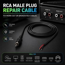 2-Pack 10 FT RCA Male Plug to Bare Wire Audio Speaker Subwoofer HDTV Cable Cord