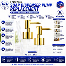 2 Pack Gold Soap Dispenser Pump Replacement For Lotion  Glass Bottles Standard