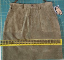 High Sierra Vtg Y2K Green Suede Leather High Waist Above Knee Skirt Size 12 NEW