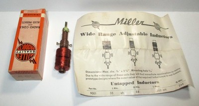 J.W. Miller 9008 Adjustable Untapped Inductor RF Coil 65-300 MH NOS in Box