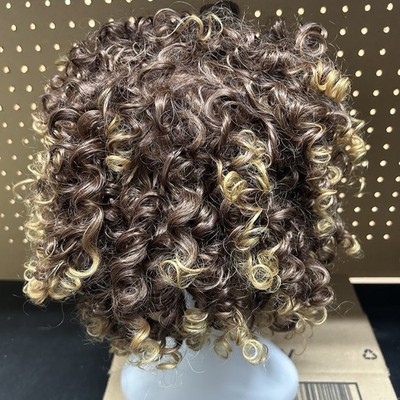 Annivia Platinum Queen's Choice Short Curly Kinky Afro Brown Wig Women Drag-New!