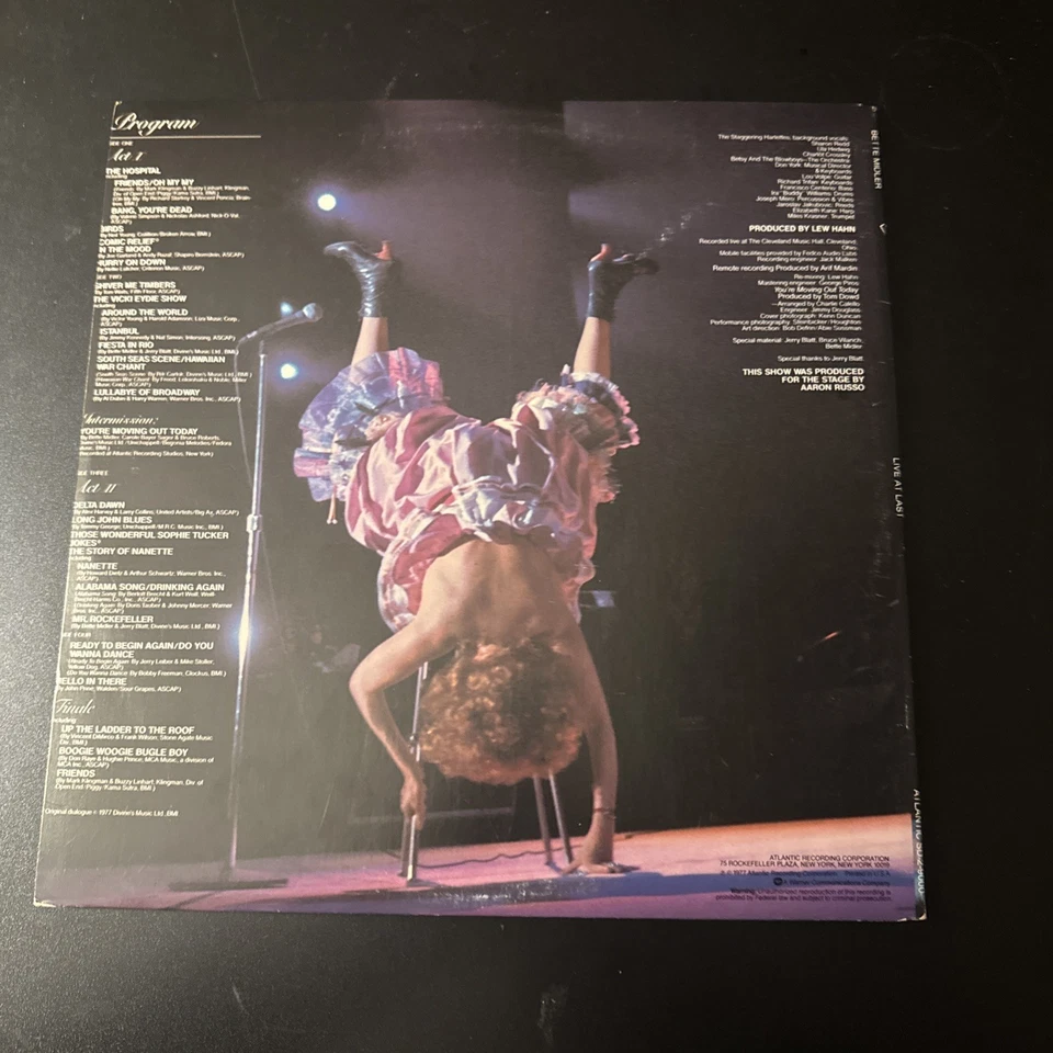 Bette Midler Live at Last 1977 Vinyl LP Atlantic Records Double Album-SD 2-9000 - Image 3 of 4