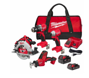 Milwaukee 3693-24CX M18 4-Tool Combo Kit M18 18V New in Box