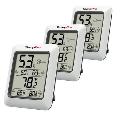 TempPro TP50 3 Pieces Digital Hygrometer Indoor Thermometer Room Thermometer ...