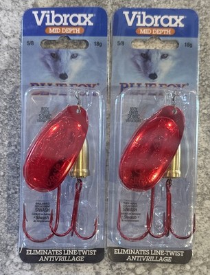 2 Packs Blue Fox Vibrax Spinners Size 6 Gold Red