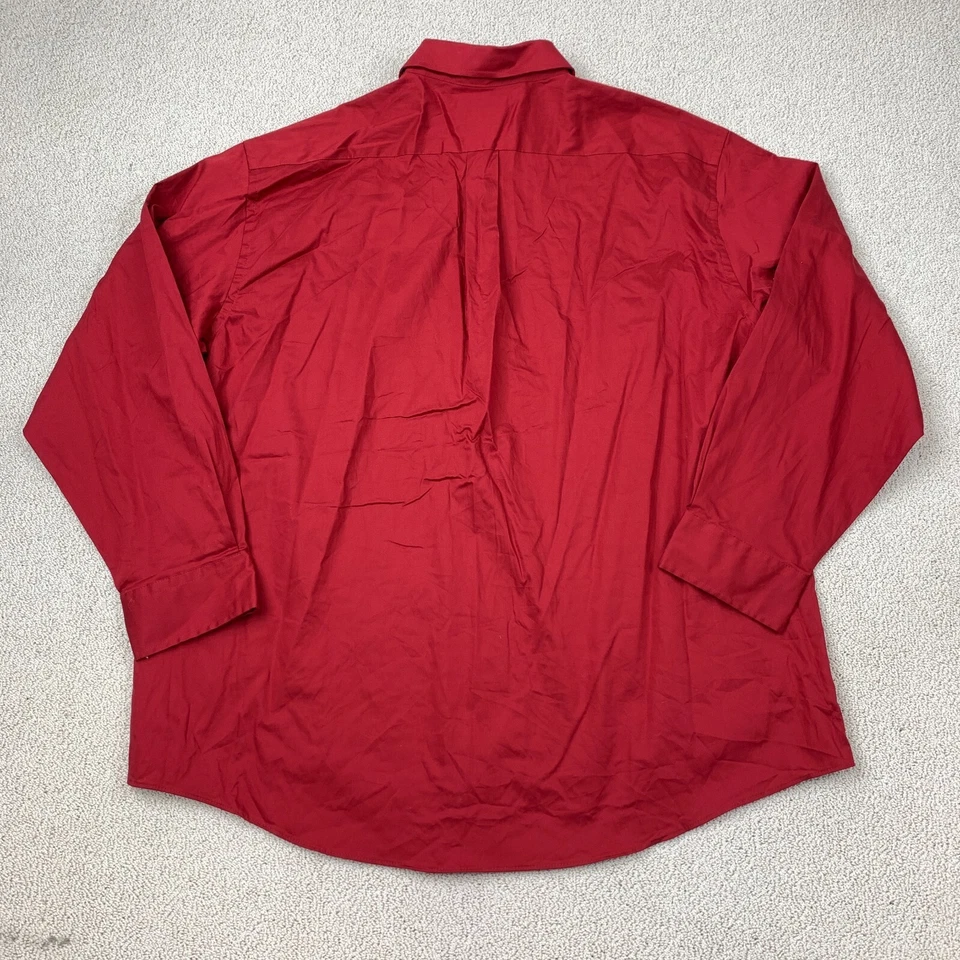Club Room 标准版型性能正装衬衫男式 18.5 长袖红色棉 — 第 4/4 张图片