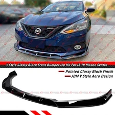 For 2016-19 Nissan Sentra B17 JDM NS Style Gloss Black Front Bumper Lip Spoiler