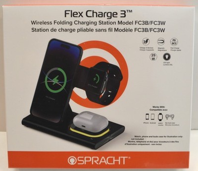 Spracht FC3W USB-C Flex Charge 3 - Charge Phone, Watch, & Earbuds at Once -White