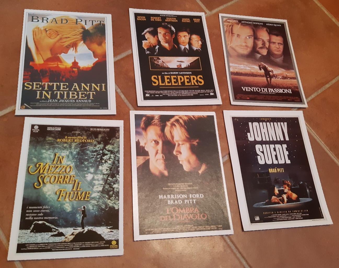 BRAD PITT - 6 SCHEDE CIAK (SLEEPERS, VENTO DI PASSIONI, JOHNNY SUEDE...)