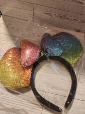 Disney Rainbow Sequined Mickey Mouse Ears Headband New