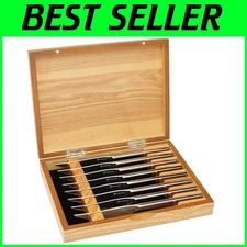 High Carbon Steel Steak Knives, Set of 8, Acacia Box