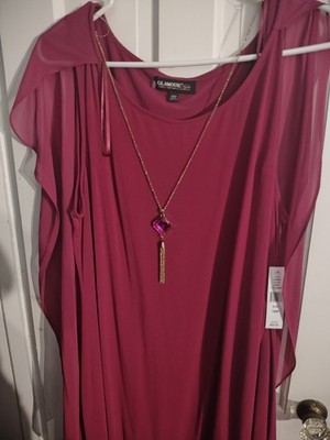 Glamour Pink Chiffon Dress with Necklace Detail