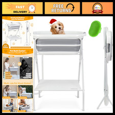 2-in-1 Dog Bath Tub Washing Station - Elevated, Collapsible, Portable Grooming