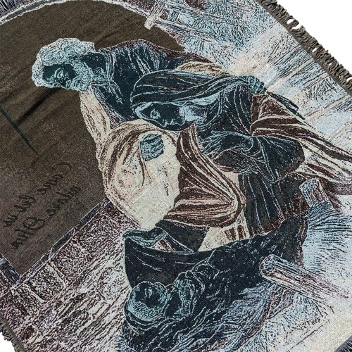 Woven Tapestry Throw Blanket 60”x52” NATIVITY MANGER SCENE Holy Family Religious - Picture 8 of 12