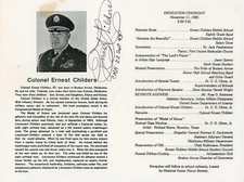 Ernest Childers- Signed Dedication Ceremony Program (MOH)