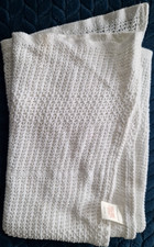 Mothercare White Vintage Pram Blanket Cotton Cellular Made UK 3708222