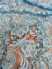 Maggie LIGHT BLUE Guipure Venice Heavy Lace Fabric by the Yard - 10019