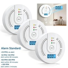 3x Carbon Monoxide Alarm Smoke Detector Carbon Monoxide Detector Fast Response