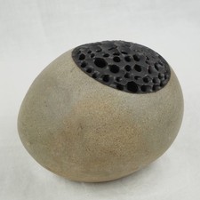 Vintage MCM J EDWARD BARKER Studio Art Pottery Egg Shaped Ovoid Vase 1986 Signed