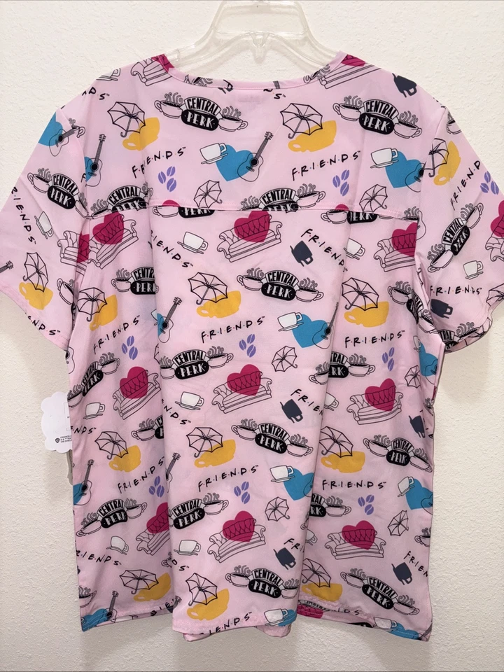 Friends Cherokee Scrub Warner Bros Tooniforms V-Neck Top Sz 2XL NEW With Tags - Image 4 of 4