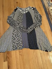 Logo Lori Goldstein Pieced Multi Print Tunic Small