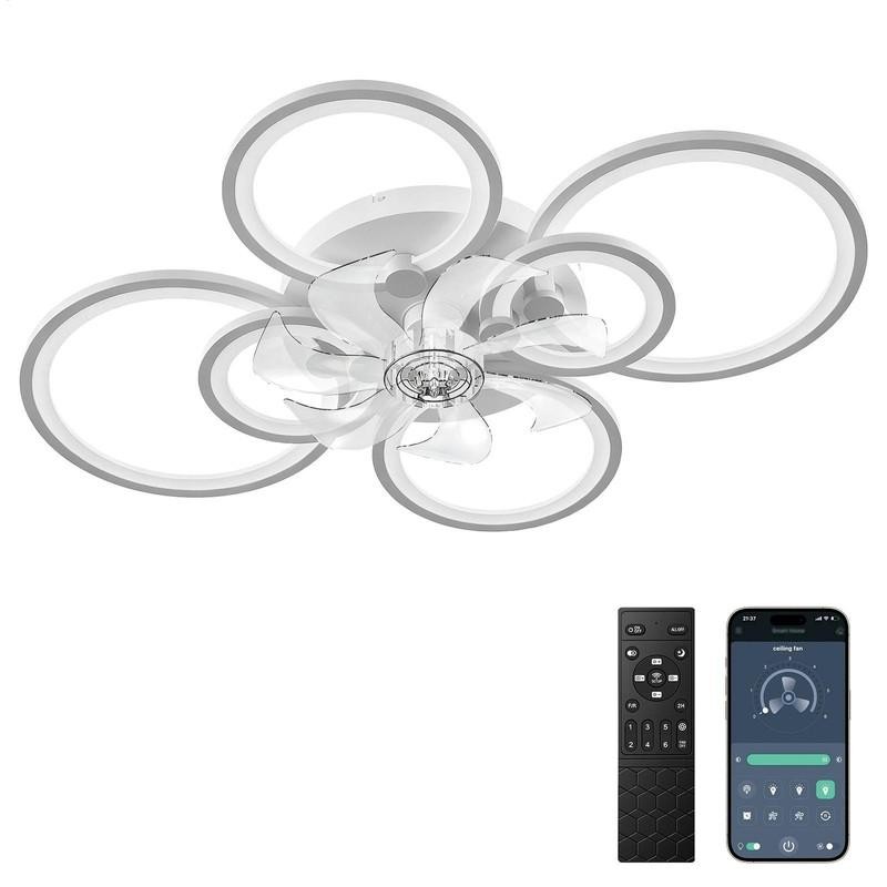 Large LED Ceiling Fan with Lighting 6 Speed LED Light Adjustable Wind + Remote