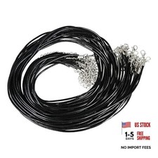 psonPCS 24Inch Black Braided Leather Cord Rop...