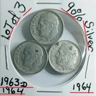Roosevelt Dimes Lot of 3 90% Silver 1963-D-1964-1964 VG Condition Look@ & Judge