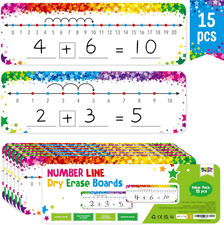 15 PCS Number Line Dry Erase Boards, Writable and Erasable Double Sided Board-0-