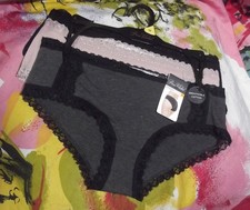 3 NEW PRIMA VALENTINA 8101 BH/BG/BK LACE WAIST/LEGS COTTON HIPSTER PANTIES M