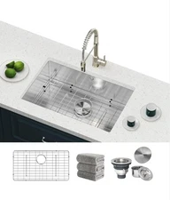 Undermount Kitchen Sink 27x18  Stainless Steel Sink 16 Gauge + Digital Thermome