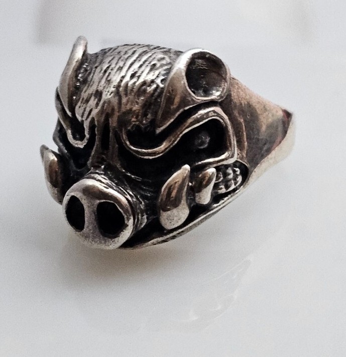 Wild Boar Sterling Silver 925 Wild Hog Ring. Row2401a | eBay