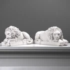 Canova Lions - Statues in Pair (12.2 inch / 31 cm) Marble Lion Sculpture Museum