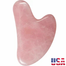 Natural Rose Quartz Gua Sha Jade Body Guasha Board Facial Massage Tool Therapy