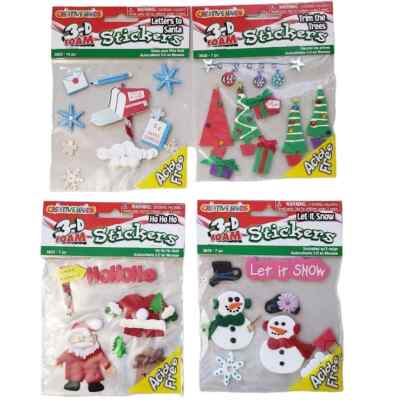 Creative Hands 3-D Foam Christmas Stickers 4 Sheets, Crafts, Snowman, Santa Tree
