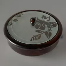 Vtg Crowning Touch Collection Mahogany Wood Trinket Jewelry Box Glass Lid Read