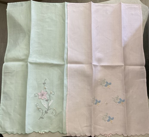 LOTE de 6+ toallas de mano vintage bordadas/aplicaciones florales de anfitriona - Imagen 11 de 15