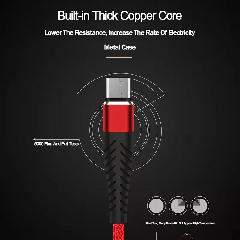 Cable de datos cargador rápido micro USB de alta resistencia para Samsung LOTE Android HTC LG Foto 4 de 4