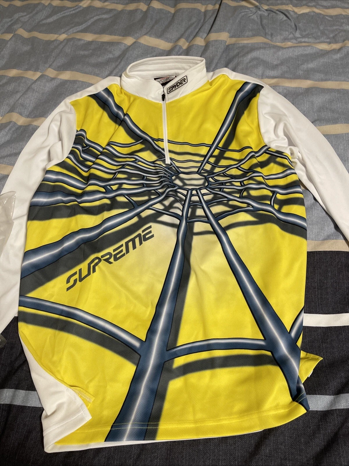 Pull demi zip jaune Supreme@/Spyder Web XL