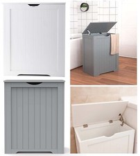 Laundry Hamper Bin Clothes Storage Linen Cabinet Chest Wooden Shaker Unit Home