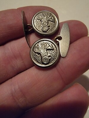 Vintage Collectible Old Fashion Cuff Links Silver Tone Antique Car Model T