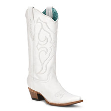 Corral  Youth Girl's White Embroidered Snip Toe Boots T0143