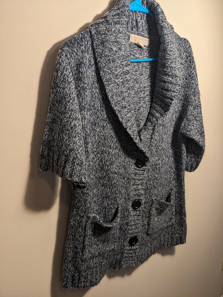Cárdigan Michael Kors Suéter Mujer Talla M Gris Acrílico Abotonado Manga Corta Foto 2 de 4