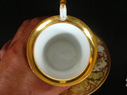 Antique Dresden Demitasse Cup & Saucer Courting Couple Hand Painted - Picture 3 of 9